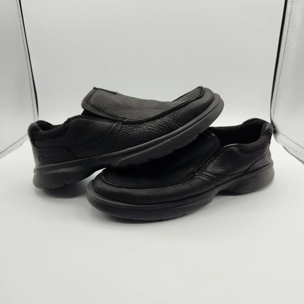 Clarks Bradley Free 261531607 Loafer Mens 11 Black Leather Moc Toe Slip On Shoes